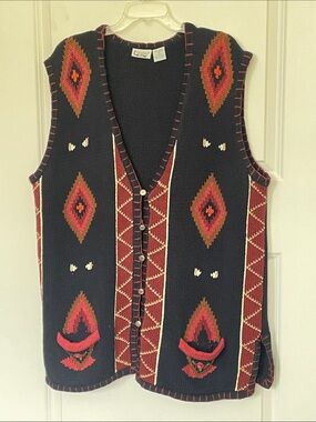 Vintage Capacity Aztec Sweater Vest 3X